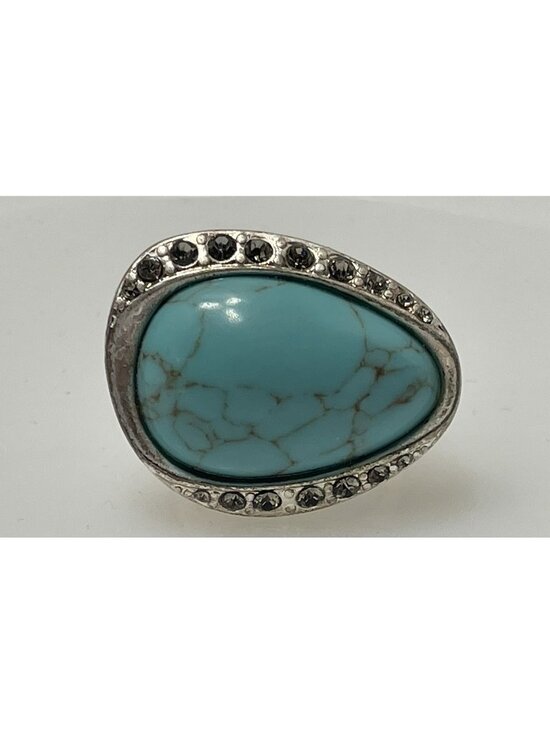 Lia Sophia Jewelry - Lia Sophia "River Rock" Ring Genuine Turquoise Size 8 Matte Silver Retired